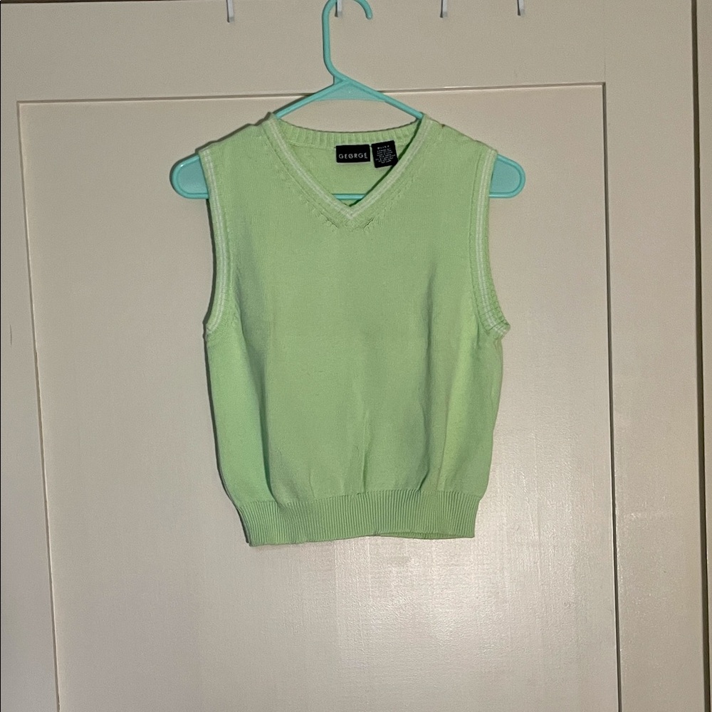 George Mint Green V-Neck Sleeveless Knit Vest for Boys